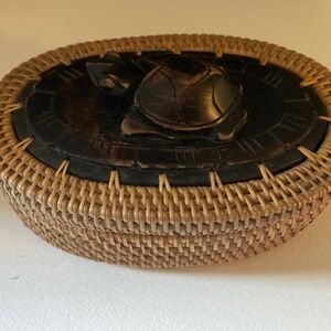 Vintage Wood Turtle Small Basket
